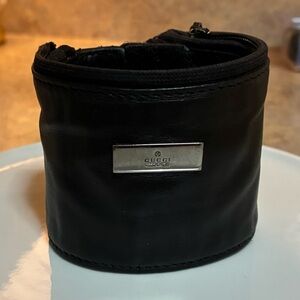 Gucci Black Leather Zipper Wrist Wallet